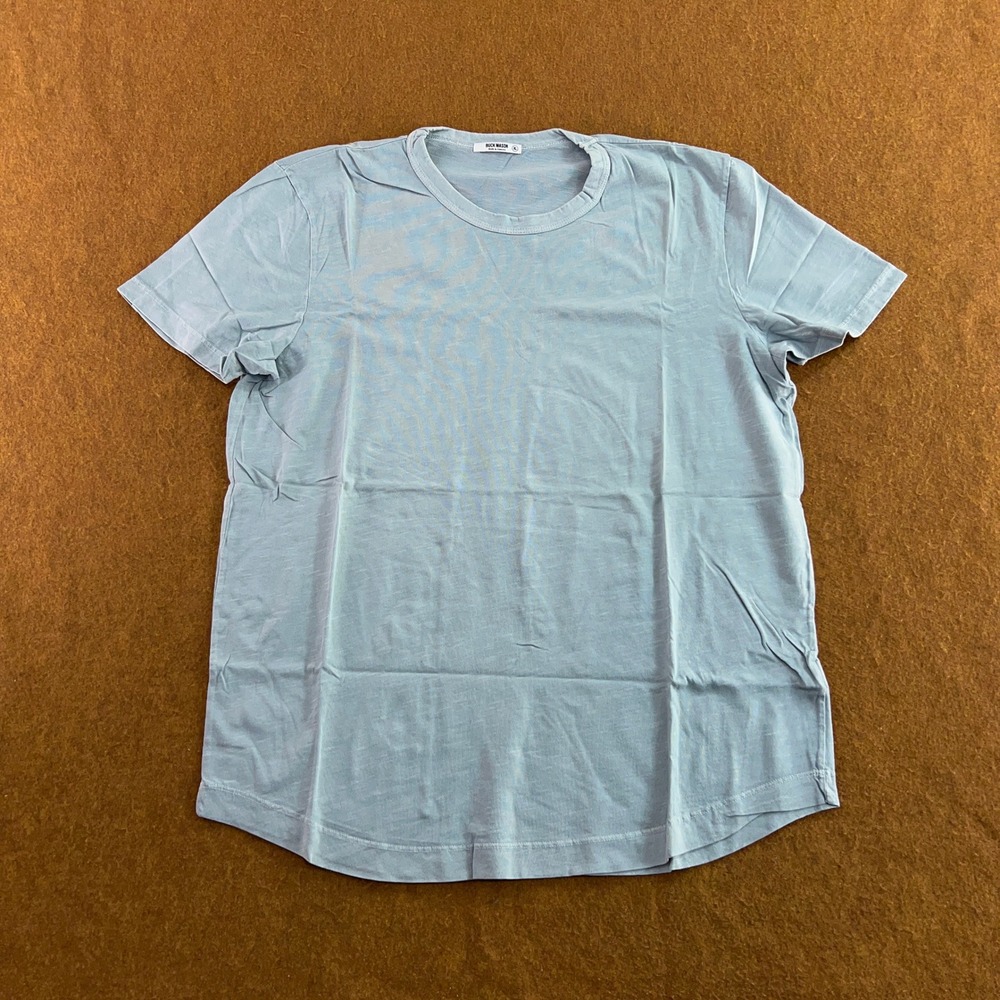 Buck Mason Mens XL Blue Slub Curved Hem Short Sleeve Crew Neck T-Shirt BM149